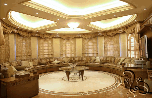 ارضية رخامية دائرية تتناسب مع المجلس الدائري