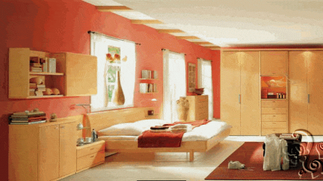 غرفة نوم بديكورات و الوان هادئة