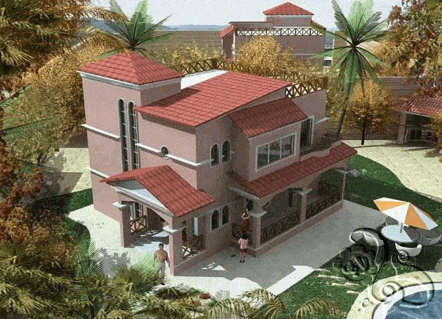 تصميم جميل لفيلا مع الحديقة