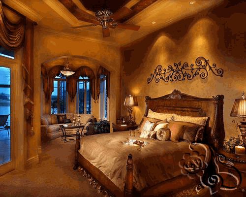 غرفة نوم فخمة مع الوان جدران و انارة تتناسب مع فخامتها