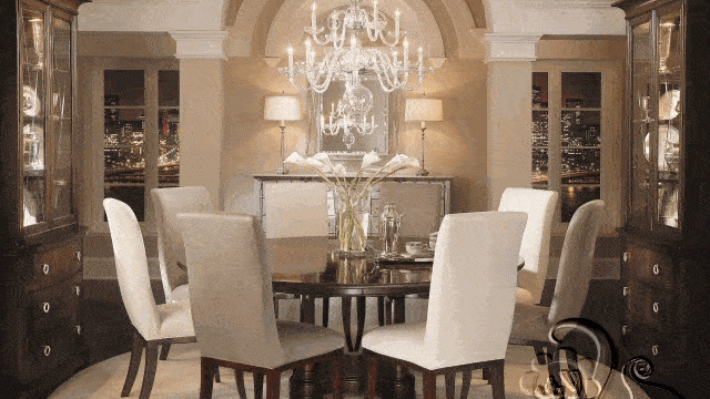 غرفة طعام مع طاولة دائرية