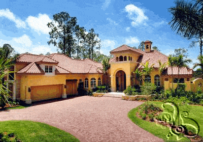 واجهة منزل ريفي مع جزء من الحديقة