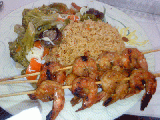 ربيان مع صوص الصويا والخضار