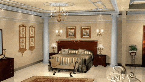تصميم لديكور السقف الجبسي لغرفة النوم
