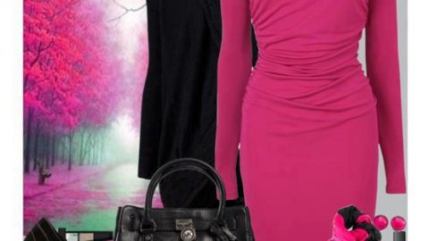 فستان فوشيا على جاكيت اسود formal