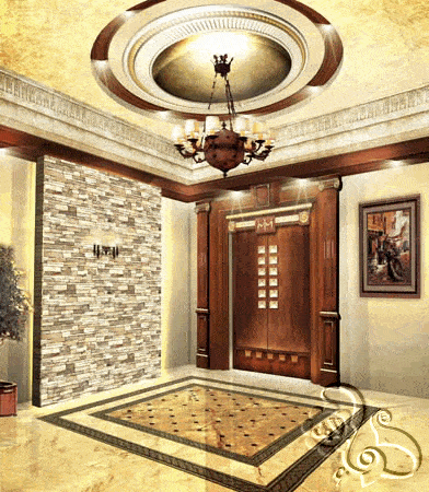 تصميم يتبين فيه ارضية رخامية مزخرفة