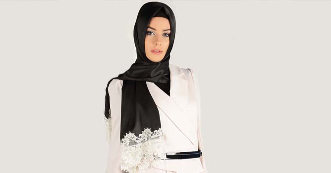 طرق أرتداء الحجاب المزين بالدانتيل