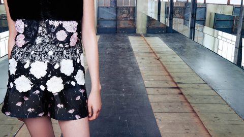 فستان مونوكروم بتفاصيل الفرو من Giambattista Valli كروز 2017