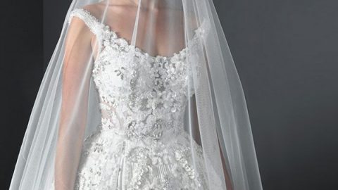 فستان زفاف مع طرحة زفاف طويلة من باسيل سودا هوت كوتور شتاء 2016