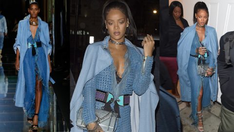 ريهانا تخطف الأضواء بطلتها المحتشمة بالمعطف الدنيم