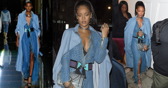 ريهانا تخطف الأضواء بطلتها المحتشمة بالمعطف الدنيم