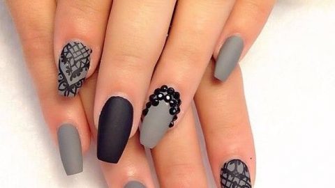 طلاء اظافر باللون الرمادي والاسود المطفأ 2016