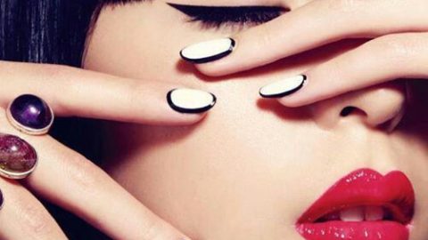 طلاء اظافر ابيض مع اسود 2015