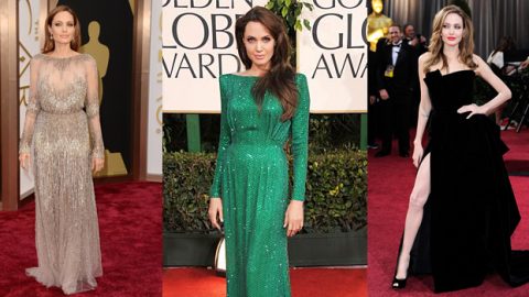 أرقي فساتين أنجلينا جولي على السجادة الحمراء قبل مرضها