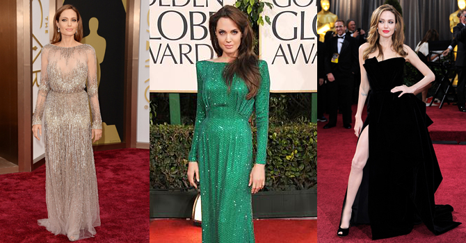 أرقي فساتين أنجلينا جولي على السجادة الحمراء قبل مرضها