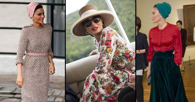 الشيخة موزة أيقونة الموضة بالأزياء المحتشمة