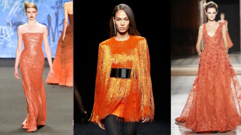 فساتين سهرة شتاء 2015 بنكهة البرتقال لجميع درجات البشرة