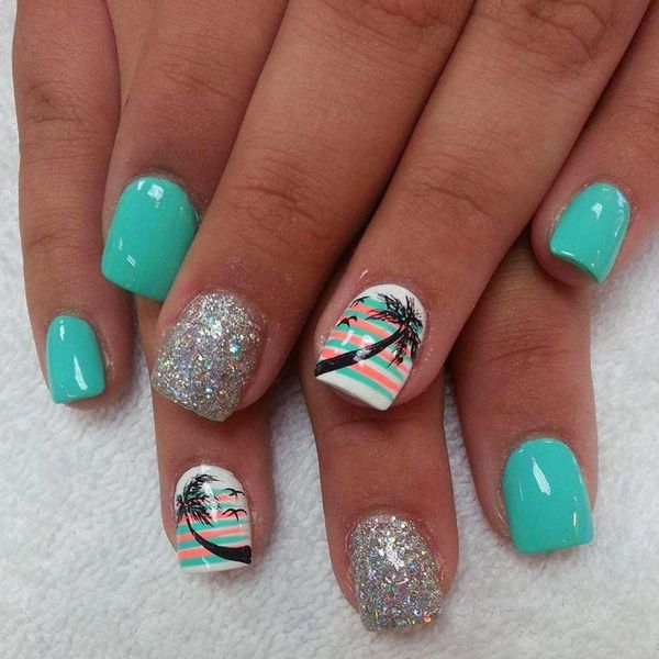 طلاء اظافر برسمة نخيل لصيف 2015