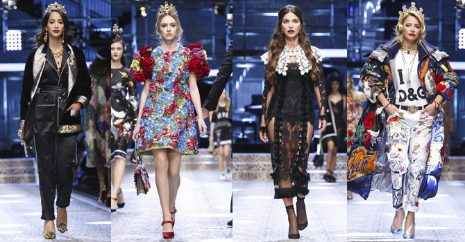 ميلانو شتاء 2018: امرأة دولتشي أند غابانا عصرية أنيقة