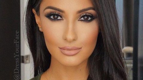 مكياج عربي بالكحل مع احمر شفاه نيود 2016