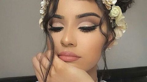 تسريحة شعر مزينة بتاج من الورد 2016