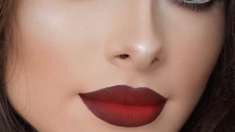 رسمة اي لاينر عيون القطة مع احمر شفاه اومبري 2016