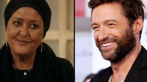 معالي زايد وهيو جاكمان تحت طاولة المرض