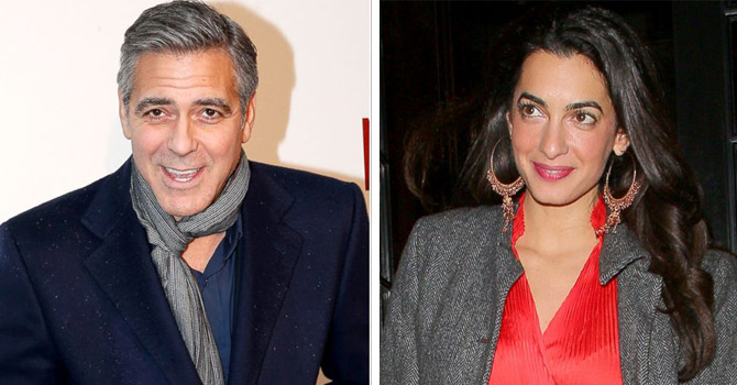 جورج كلوني وخطيبته يحتفلان بخطوبتهما وسط الأصدقاء