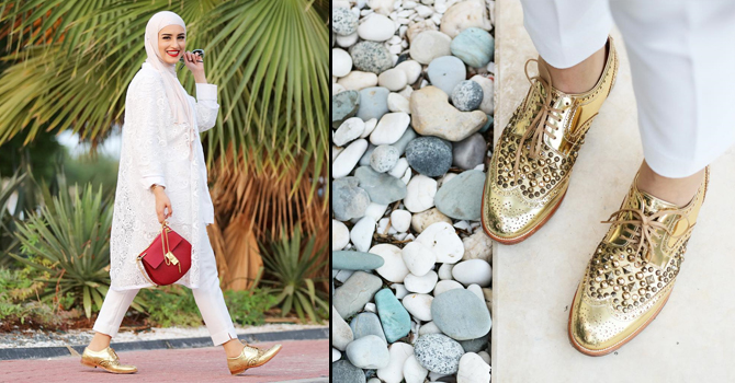 ارتدي حذائكِ الذكوري مع دلال الدوب بطريقة ناعمة