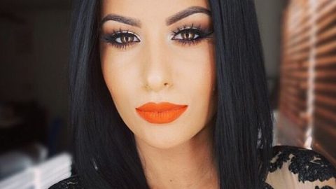 مكياج عيون دخاني مع احمر شفاه برتقالي مضيء 2016