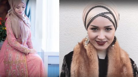 إطلالات سهرة للمحجبات من فاشينيستا نبيلة