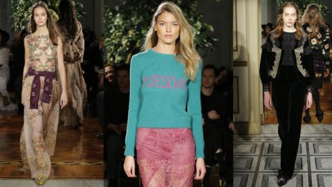 امرأة ألبيرتا فيريتي ما قبل خريف 2017 بأزياء السبعينات ولمسة فيكتورية