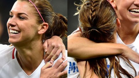 اللاعبة alex morgan بتسريحة شعر الذيل حصان مع الجديلة في ريو 2016