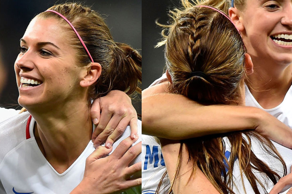 اللاعبة alex morgan بتسريحة شعر الذيل حصان مع الجديلة في ريو 2016