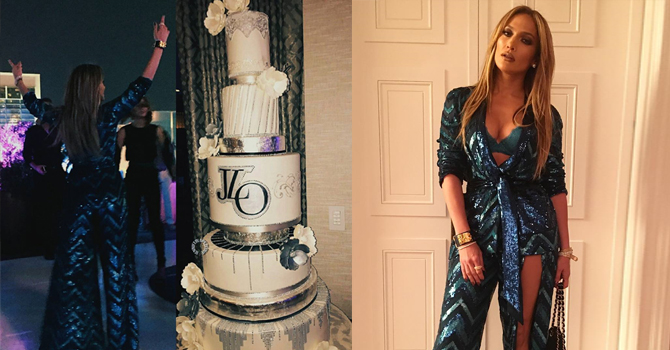 جينيفر لوبيز تعتمد بيجامة زهير مراد في حفل عيد ميلادها الـ 47