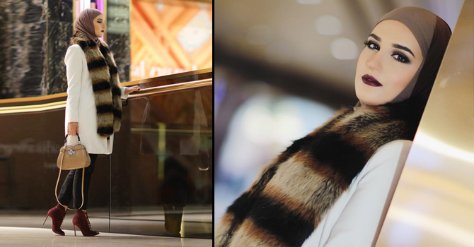 الوشاح الفرو يتوج طلتكِ في الزيارت العائلية برأس السنة