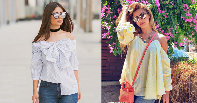 من الأجمل بين الفاشينستا بالكنزة عارية الأكتاف ؟