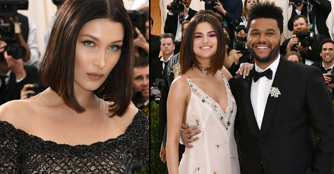 بيلا حديد على بُعد خطوات من رومانسية سيلينا غوميز وذا ويكند بحفل MET GALA
