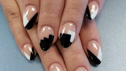 طلاء اظافر nail art باللون الابيض والاسود لعيد الحب 2015
