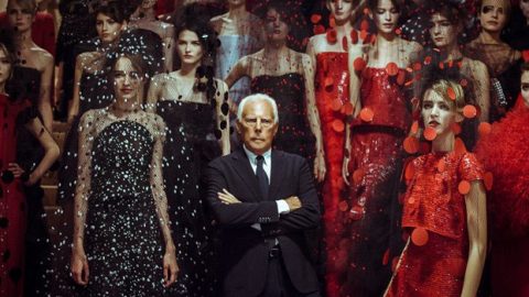 جورج أرماني يحتفل بعيد ميلاده خلال مجموعة خريف وشتاء 2014 2015 أزياء راقية