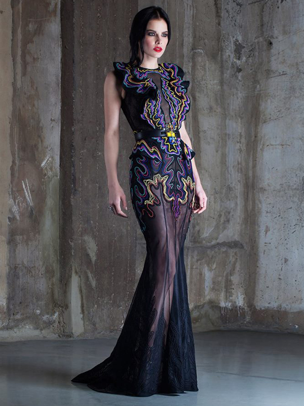 فستان أسود مطرز من باسيل سودا ربيع 2016