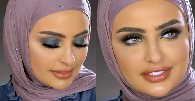 مكياج دخاني أخضر لعيون مُتألقة من سندس القطان