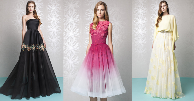 فساتين سهرة طوني ورد ربيع 2016 تزينها الزهور