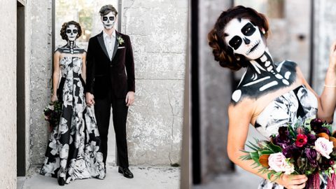 عروس تحتفل بزفافها على طريقة الهالووين