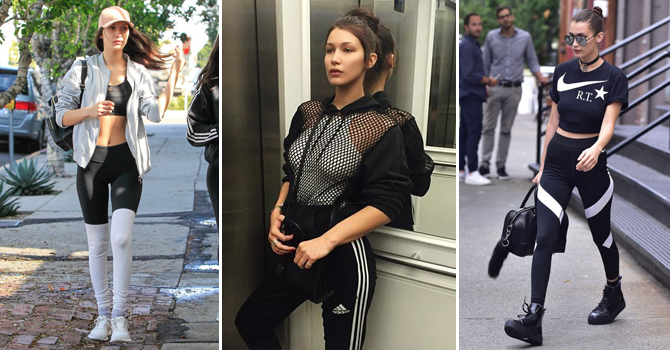 كيف تنسقين ملابسكِ الرياضية خارج صالة التدريب على طريقة بيلا حديد؟