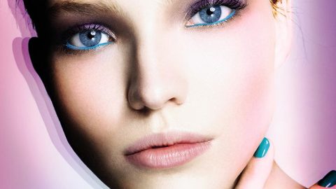مكياج عيون بظلال أرجوانية مع كحل لبني 2015