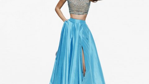 فستان كروب توب سماوي من Sherri hill شتاء 2015