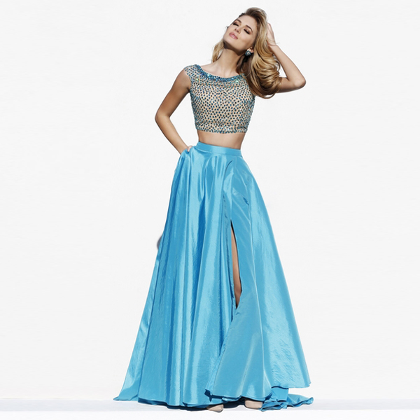 فستان كروب توب سماوي من Sherri hill شتاء 2015