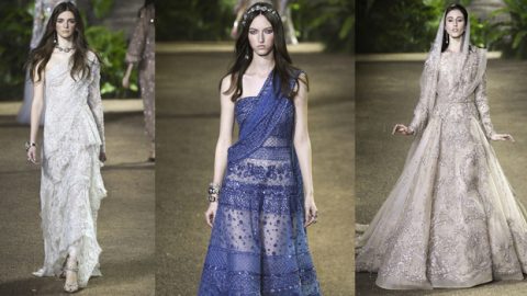 امرأة إيلي صعب بالساري الهندي في كوتور ربيع 2016