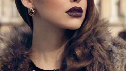 أحمر شفاه أحمر برغندي داكن شتاء 2014